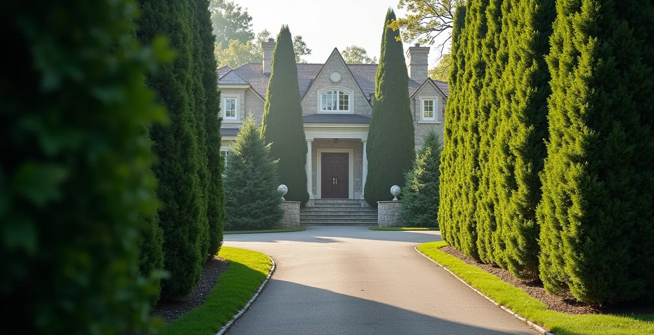 Propriété de prestige montréalaise avec important retrait de rue et aménagement paysager mature créant une barrière naturelle d'intimité