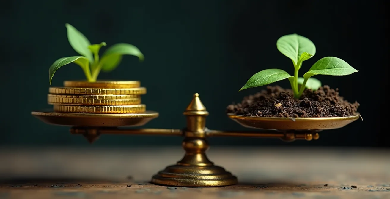 Métaphore visuelle d'une balance déséquilibrée représentant le dilemme de la valorisation