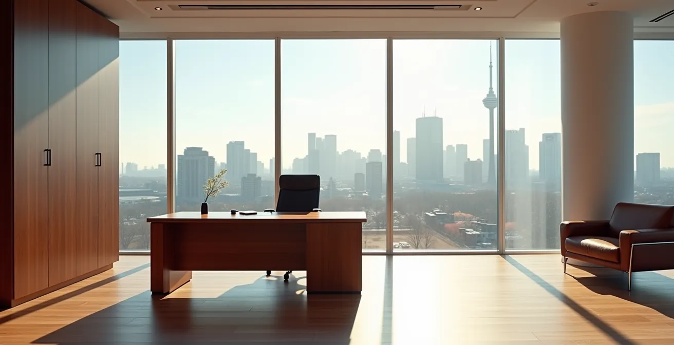 Bureau de notaire à Montréal avec vue panoramique sur la ville
