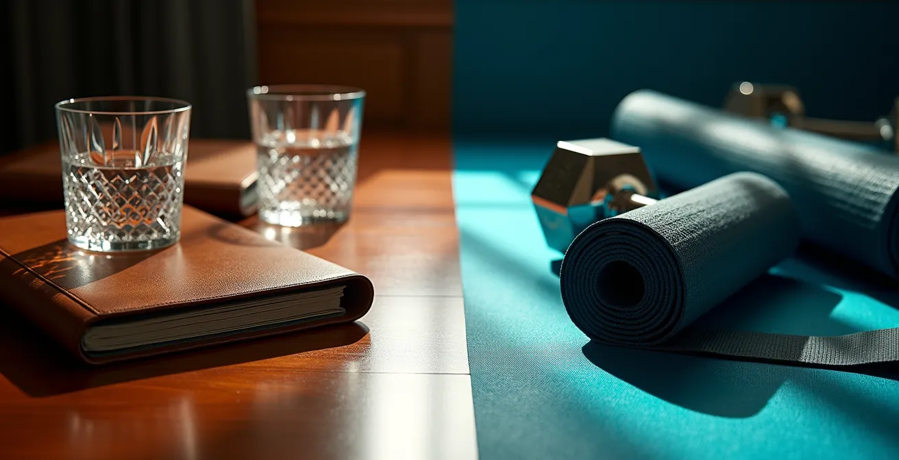 Vue comparative entre un club sportif moderne et un cercle d'affaires traditionnel à Montréal