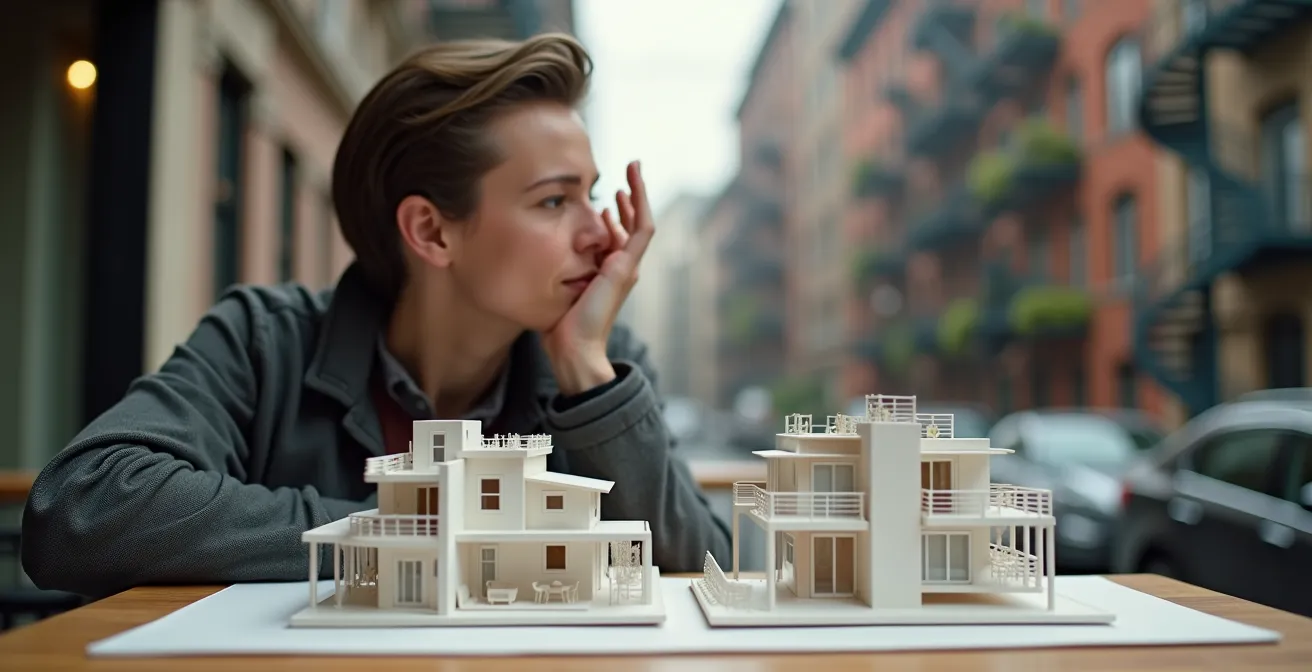 Comparaison visuelle entre investissement immobilier local et international