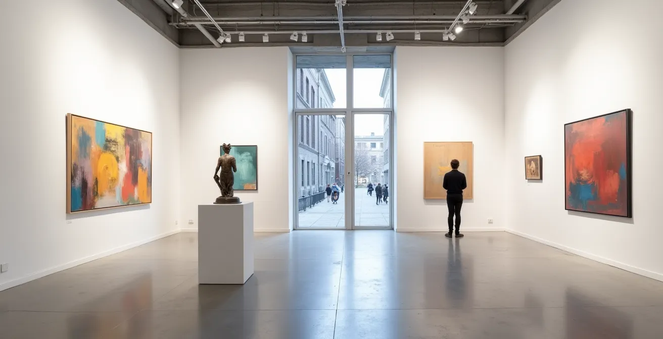 Galerie d'art contemporain à Montréal avec œuvres variées exposées