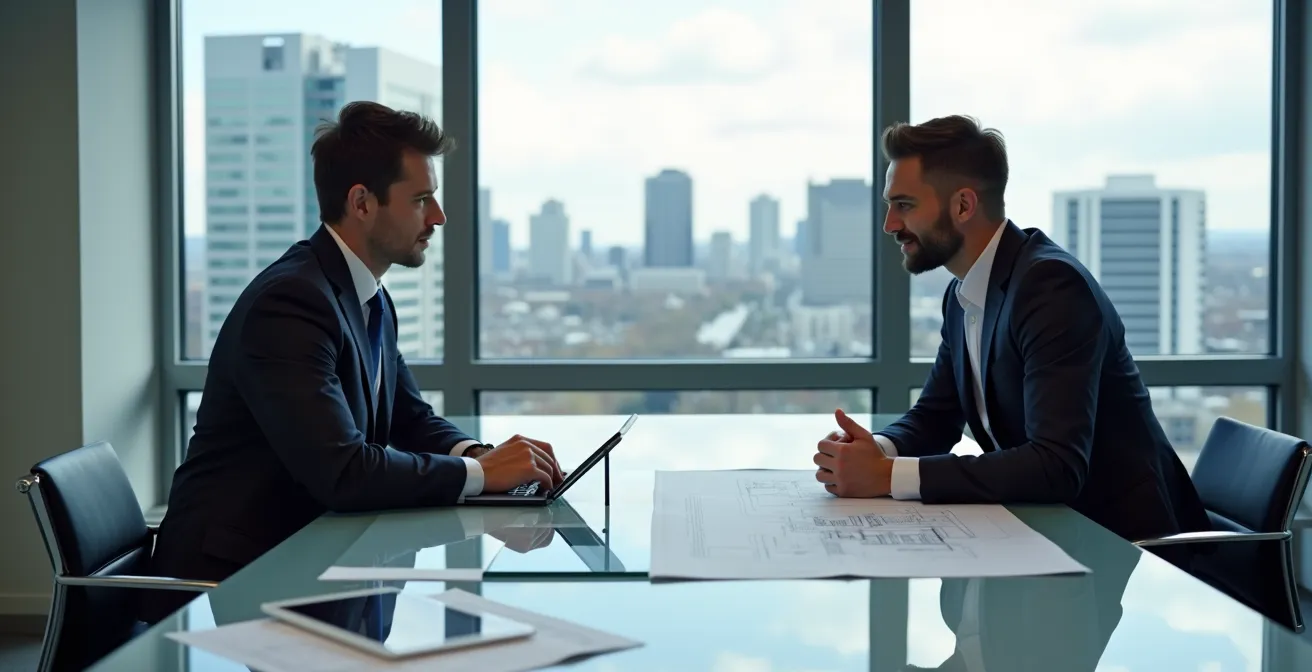 Négociation pour l'achat d'un penthouse à Montréal dans un bureau moderne