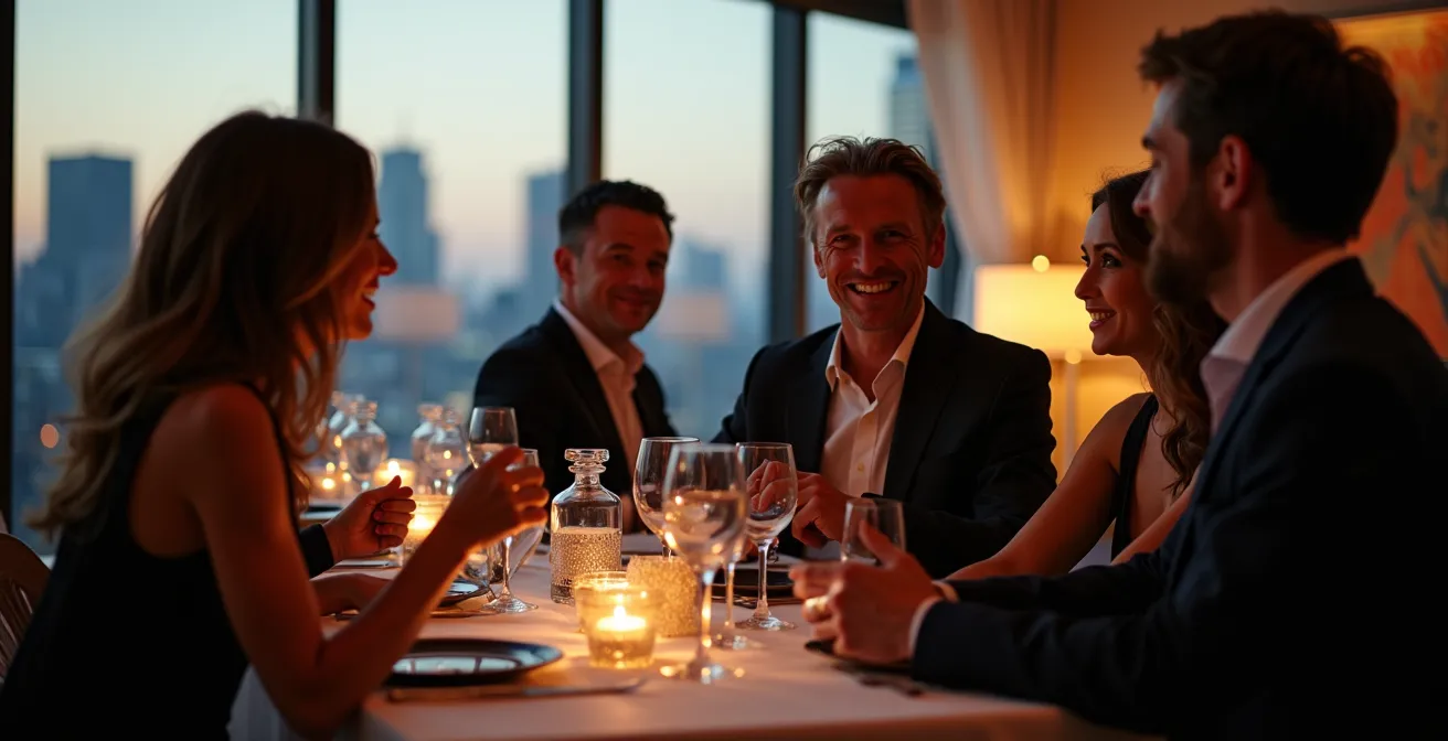 Réception privée élégante dans une suite de prestige avec vue panoramique sur Montréal