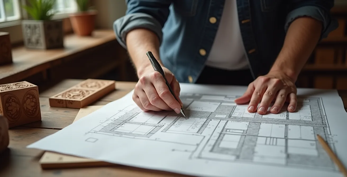 Architecte examinant des plans de rénovation pour une maison victorienne à Westmount