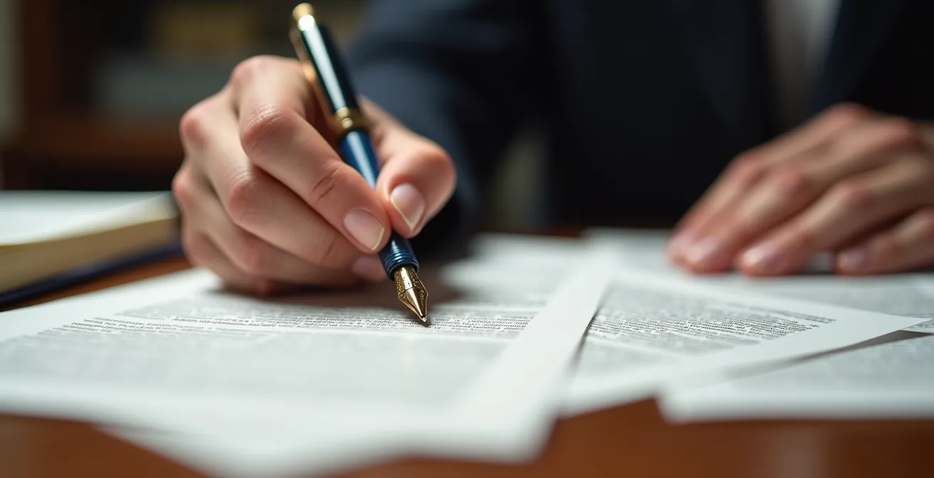 Moment de signature d'un contrat de partenariat immobilier entre associés