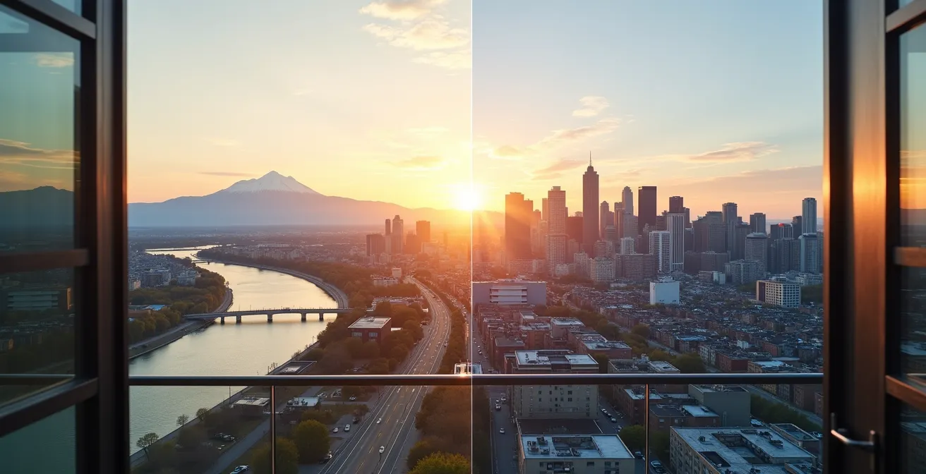 Vue panoramique de Montréal montrant l'impact potentiel d'une future construction sur l'horizon